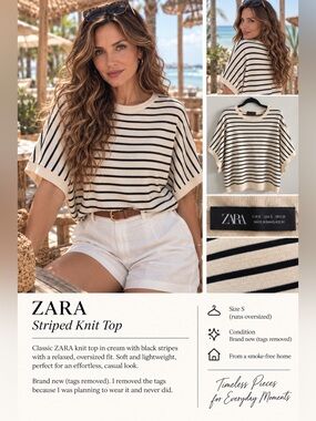 Zara Striped Oversized Knit Top – Size S
